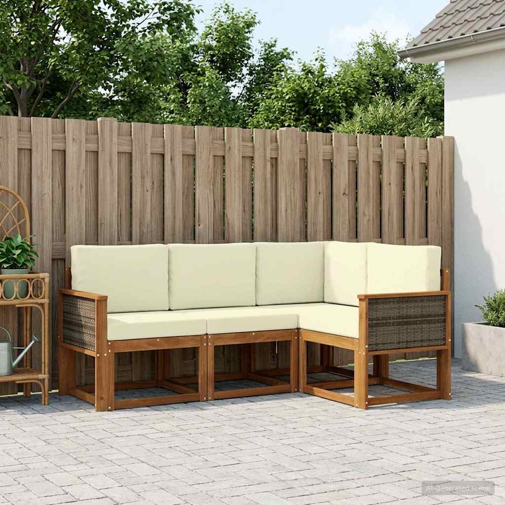 Outdoor-Sofagarnitur 5 pcs Natur und Creme Polyester