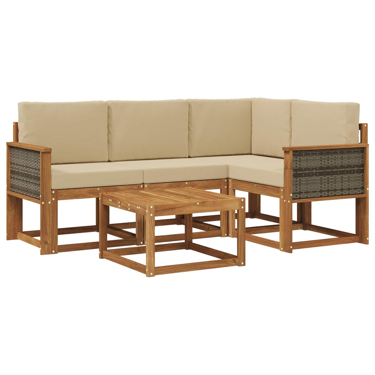 Outdoor-Sofagarnitur 5 pcs Natur und Beige Polyester