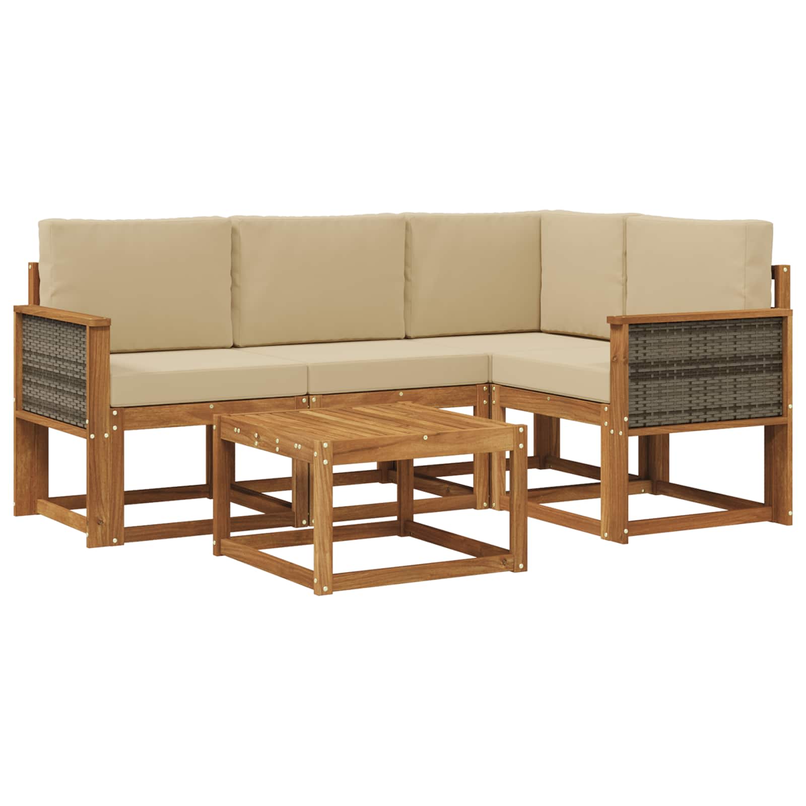 Outdoor-Sofagarnitur 5 pcs Natur und Beige Polyester