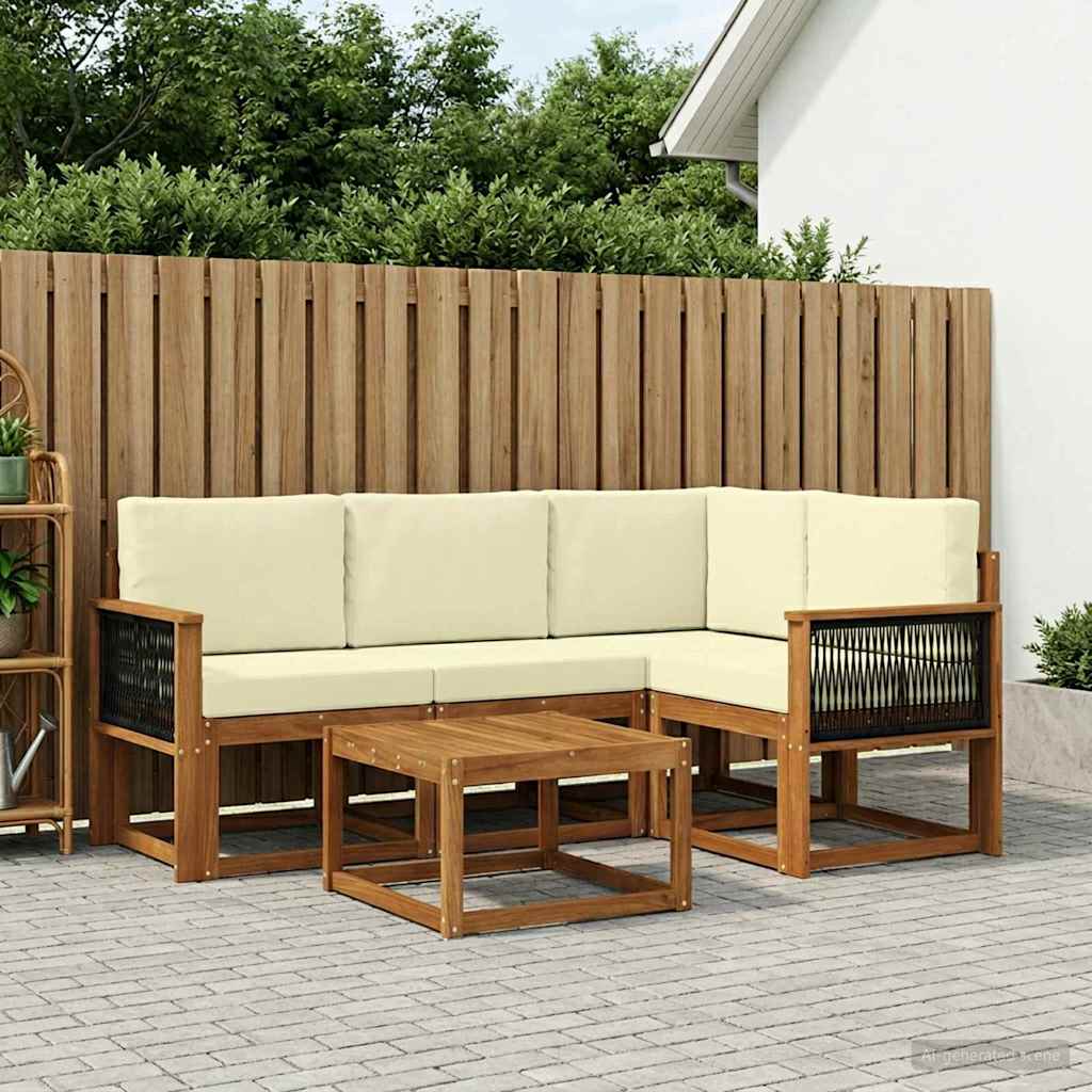 Outdoor-Sofagarnitur 5 pcs Natur und Creme Polyester