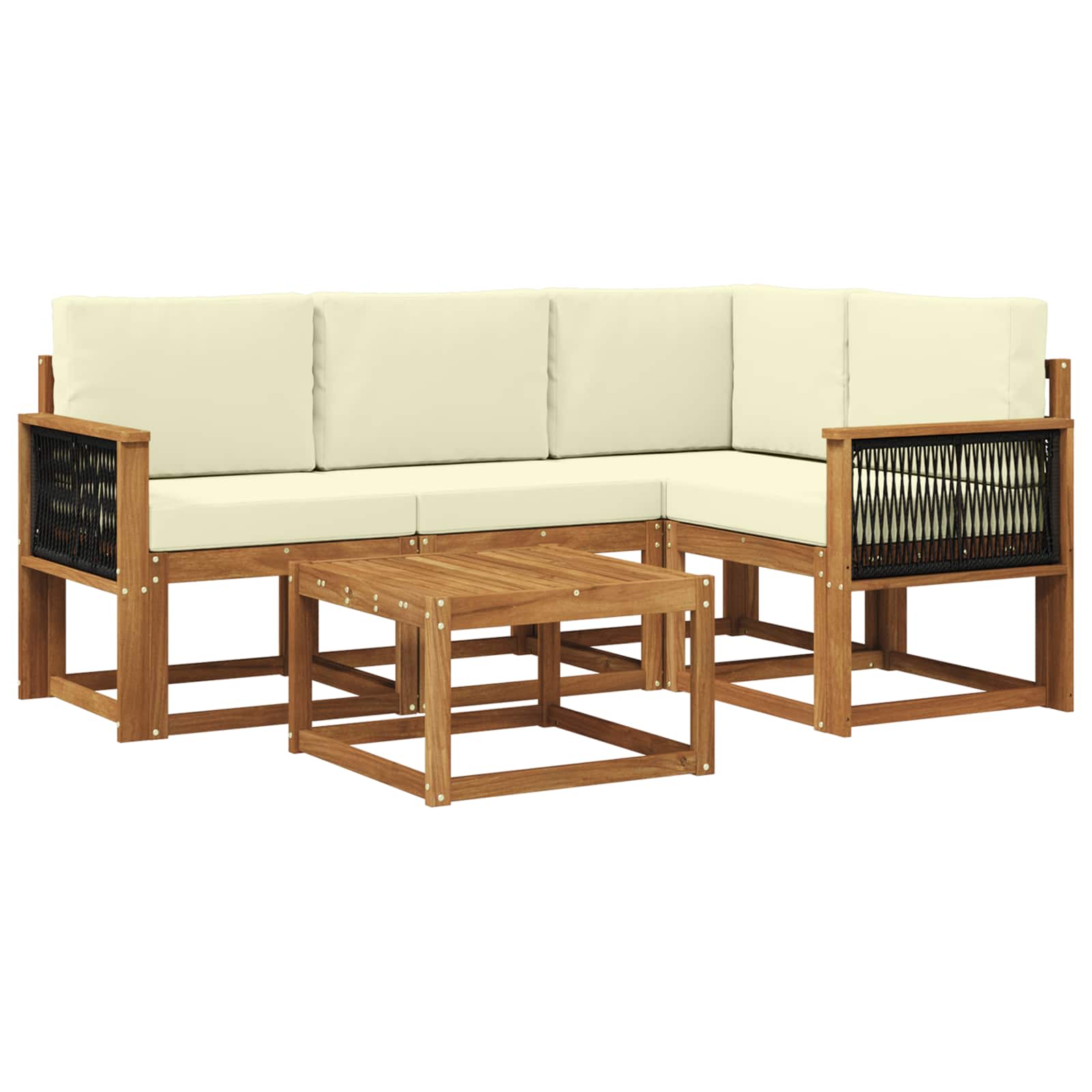 Outdoor-Sofagarnitur 5 pcs Natur und Creme Polyester