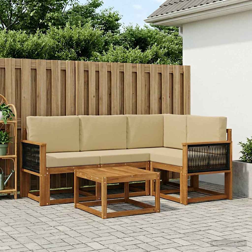 Outdoor-Sofagarnitur 5 pcs Natur und Beige Polyester