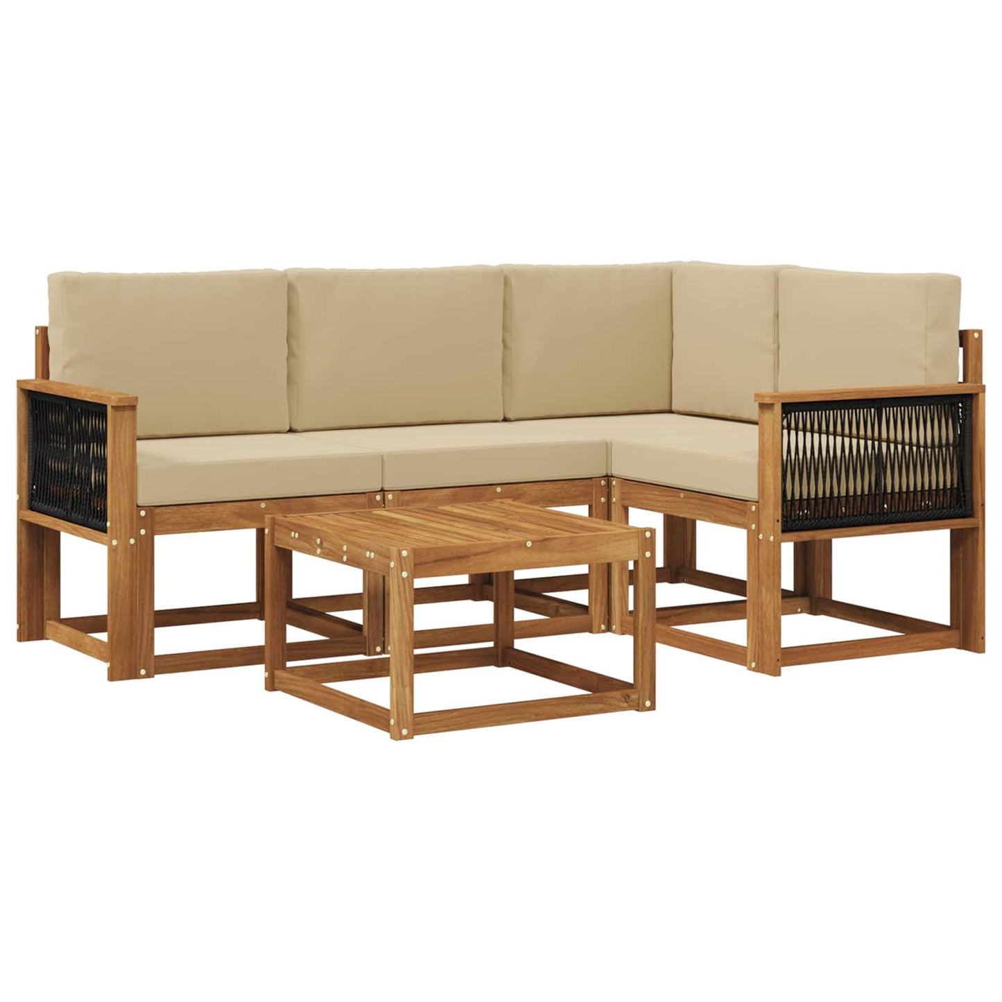 Outdoor-Sofagarnitur 5 pcs Natur und Beige Polyester