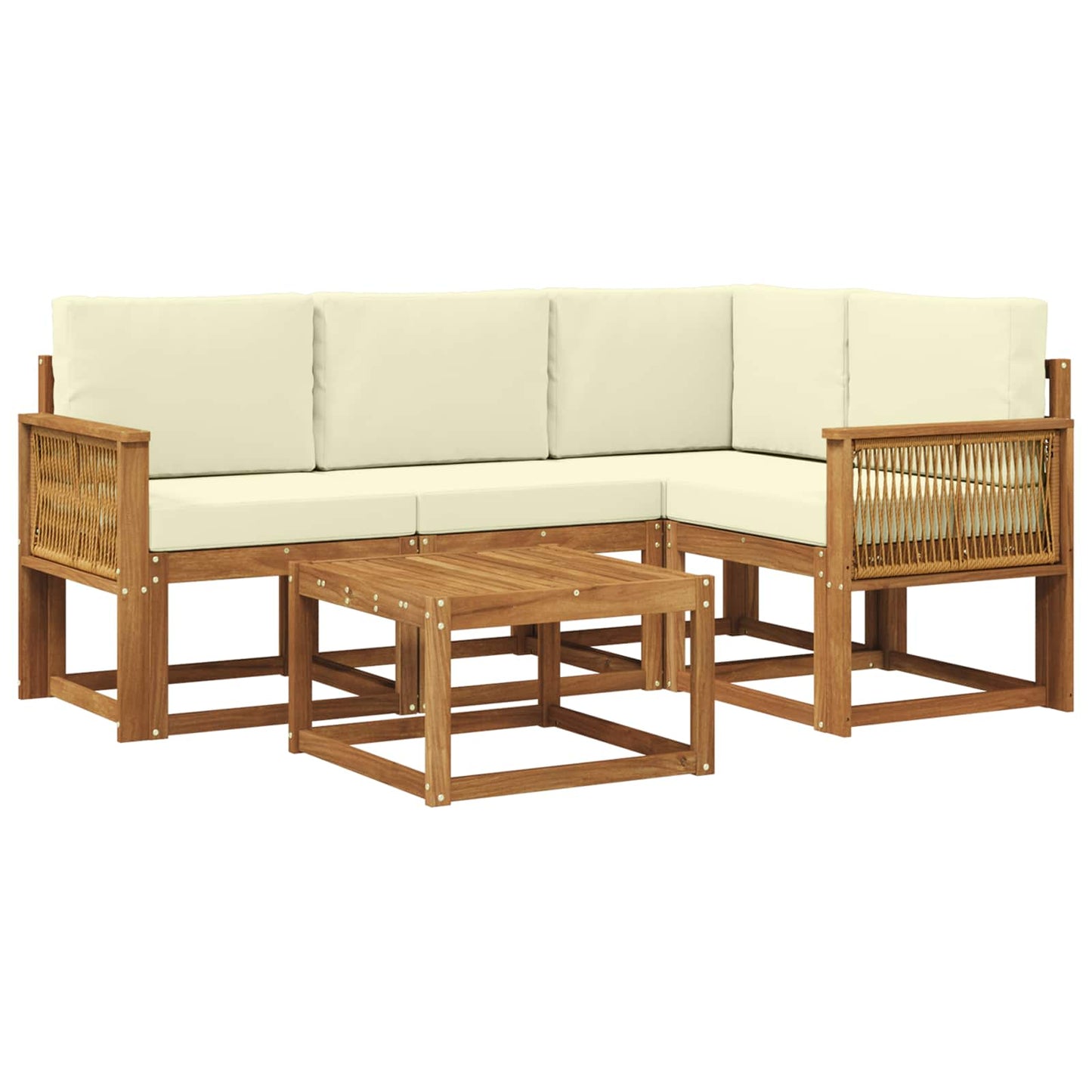 Outdoor-Sofagarnitur 5 pcs Natur und Creme Polyester