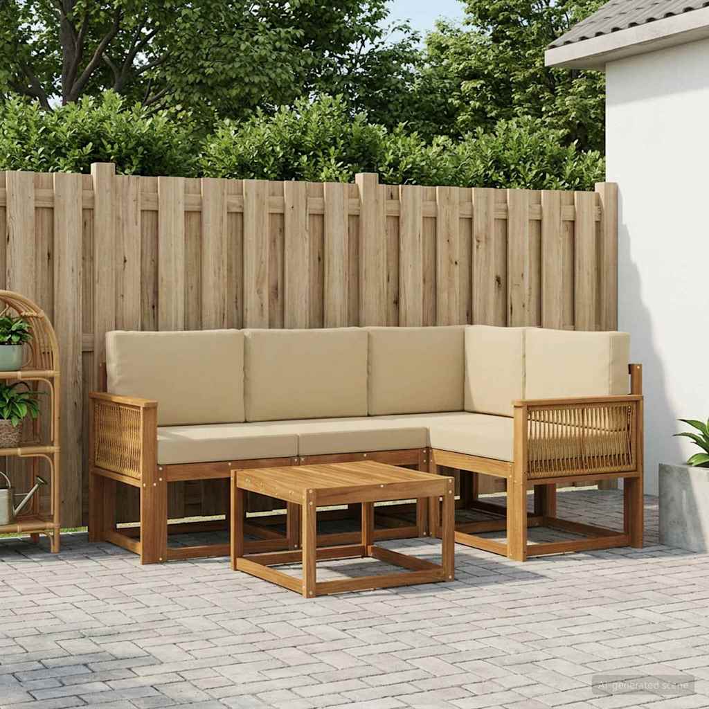 Outdoor-Sofagarnitur 5 pcs Natur und Beige Polyester