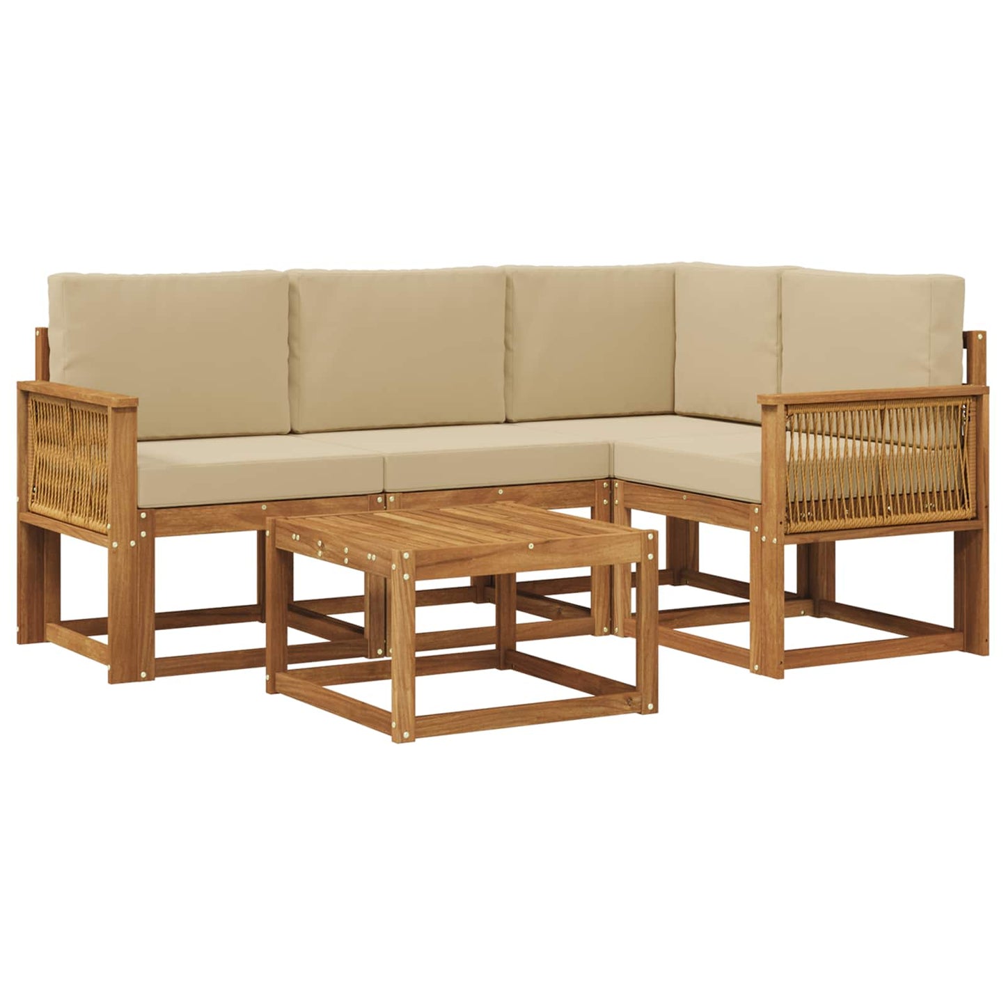 Outdoor-Sofagarnitur 5 pcs Natur und Beige Polyester