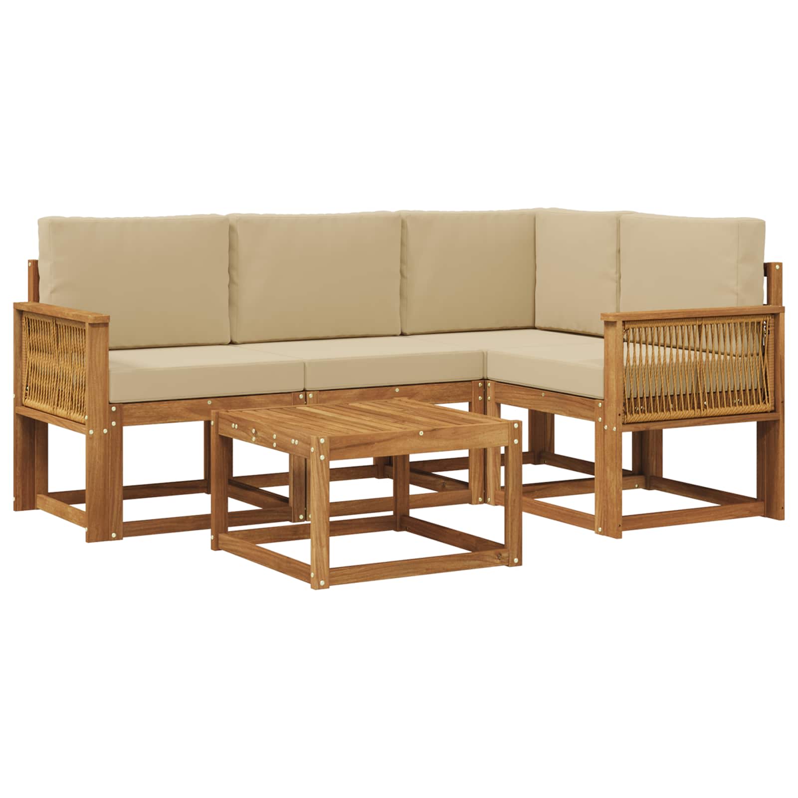 Outdoor-Sofagarnitur 5 pcs Natur und Beige Polyester