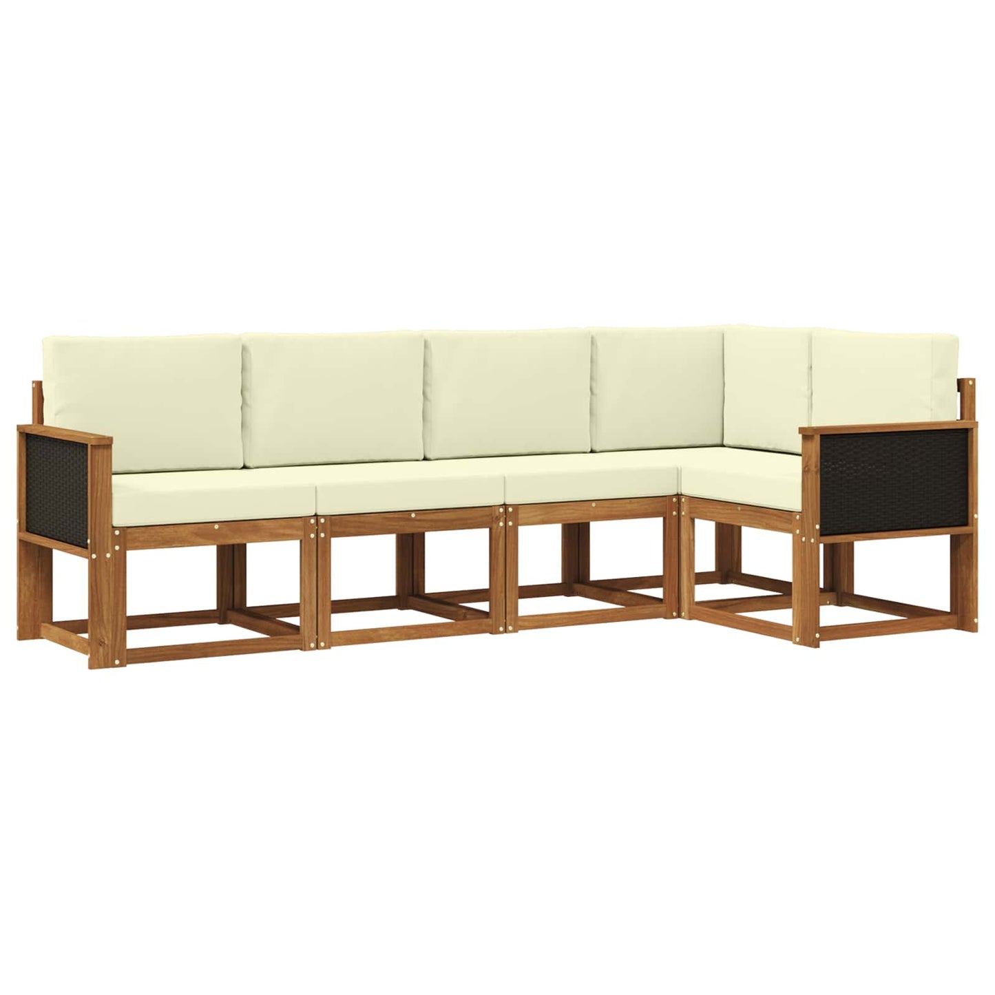 Outdoor-Sofagarnitur 5 pcs Natur und Creme Polyester