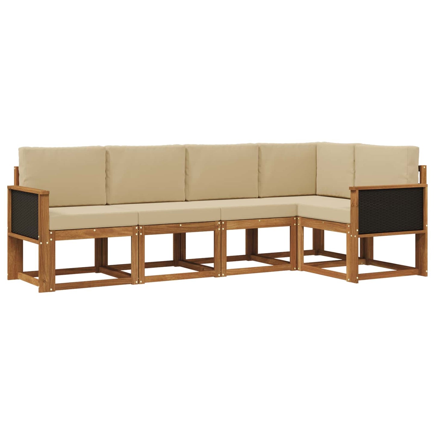 Outdoor-Sofagarnitur 5 pcs Natur und Beige Polyester