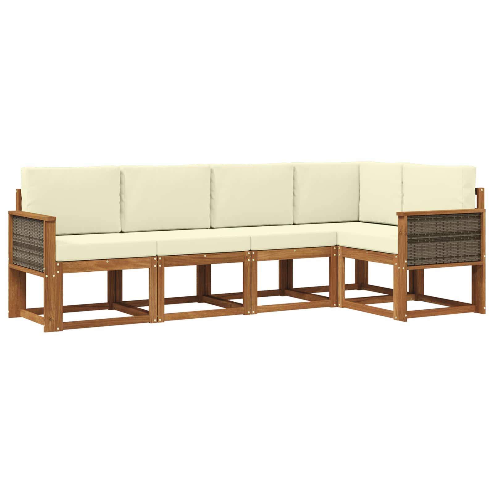 Outdoor-Sofagarnitur 5 pcs Natur und Creme Polyester