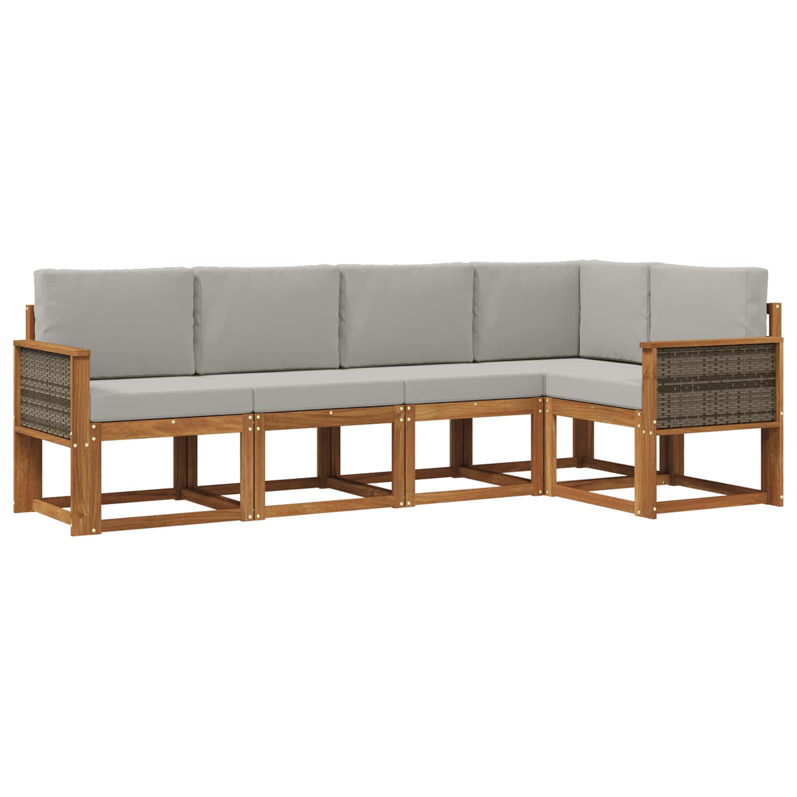 Outdoor-Sofagarnitur 5 pcs Natürlich und Hellgrau Polyester