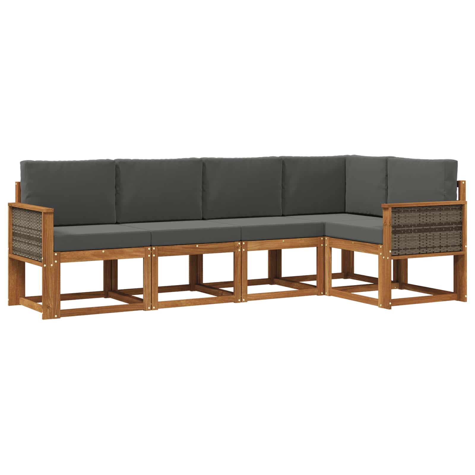 Outdoor-Sofagarnitur 5 pcs Natur und Anthrazit Polyester