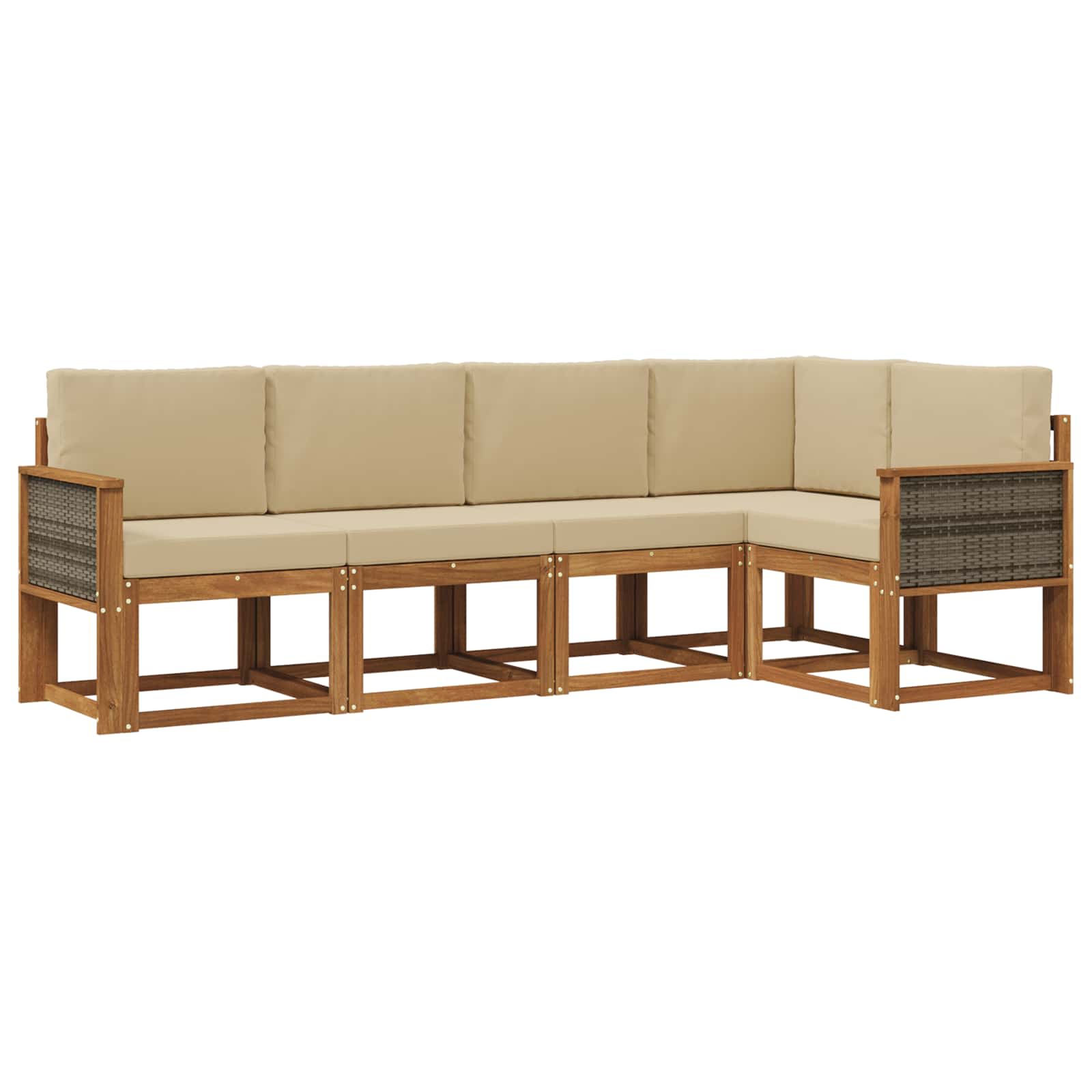 Outdoor-Sofagarnitur 5 pcs Natur und Beige Polyester
