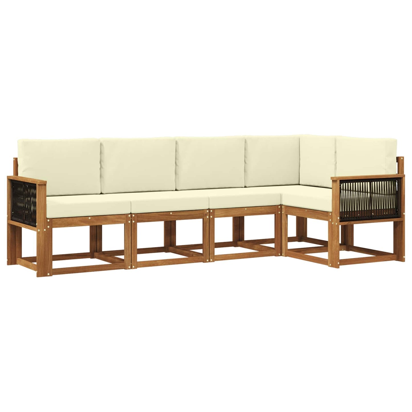 Outdoor-Sofagarnitur 5 pcs Natur und Creme Polyester