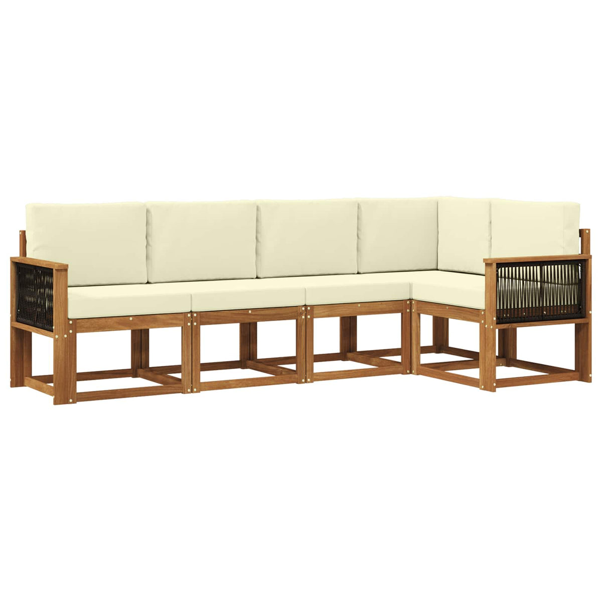 Outdoor-Sofagarnitur 5 stk. Natur und Creme Polyester