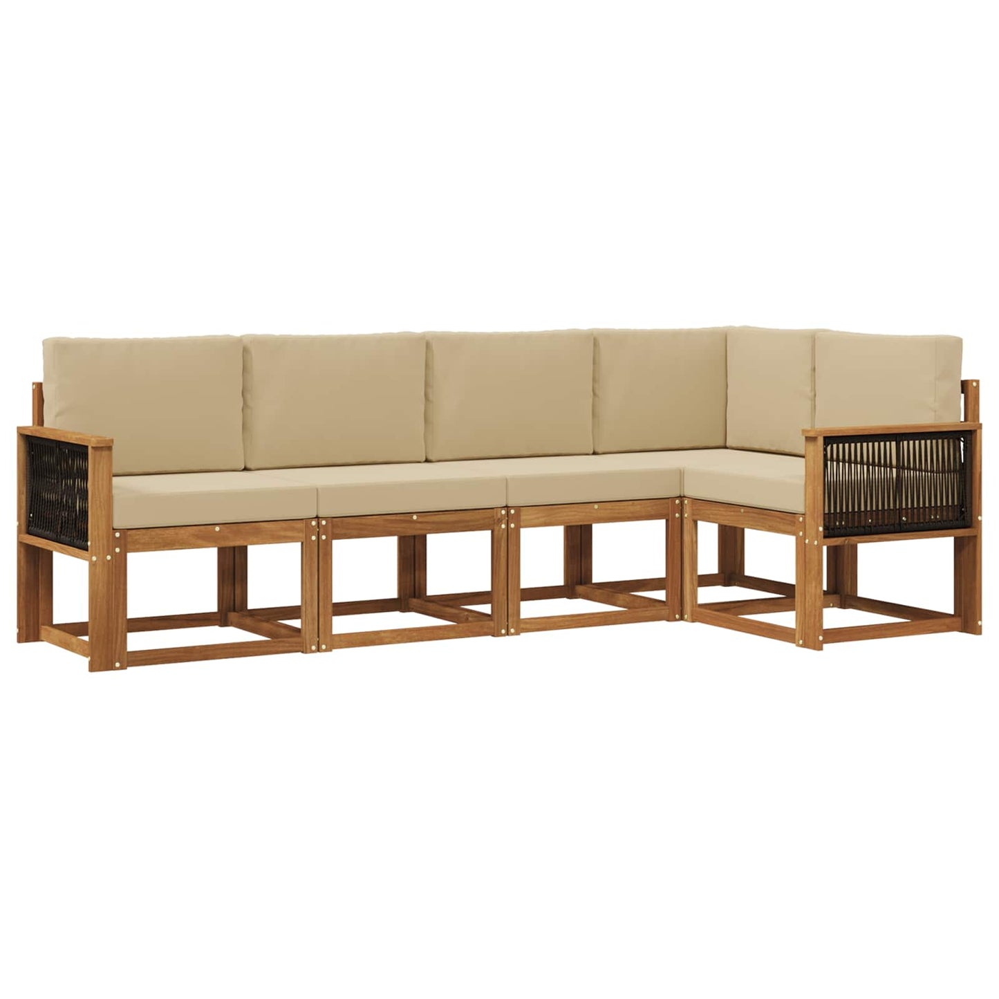 Outdoor-Sofagarnitur 5 pcs Natur und Beige Polyester