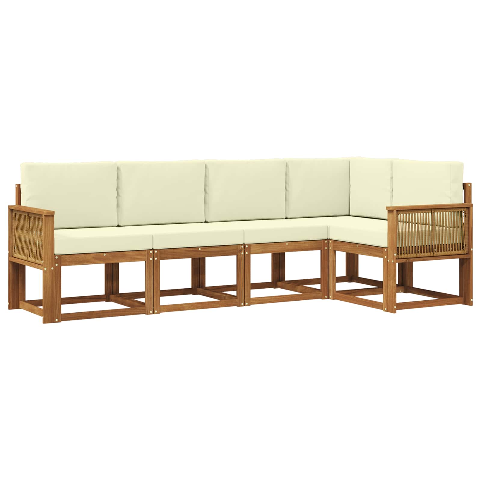 Outdoor-Sofagarnitur 5 pcs Natur und Creme Polyester