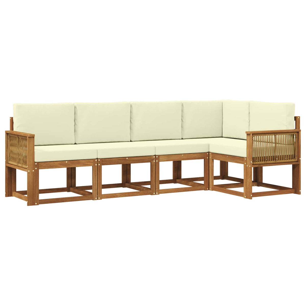 Outdoor-Sofagarnitur 5 stk. Natur und Creme Polyester