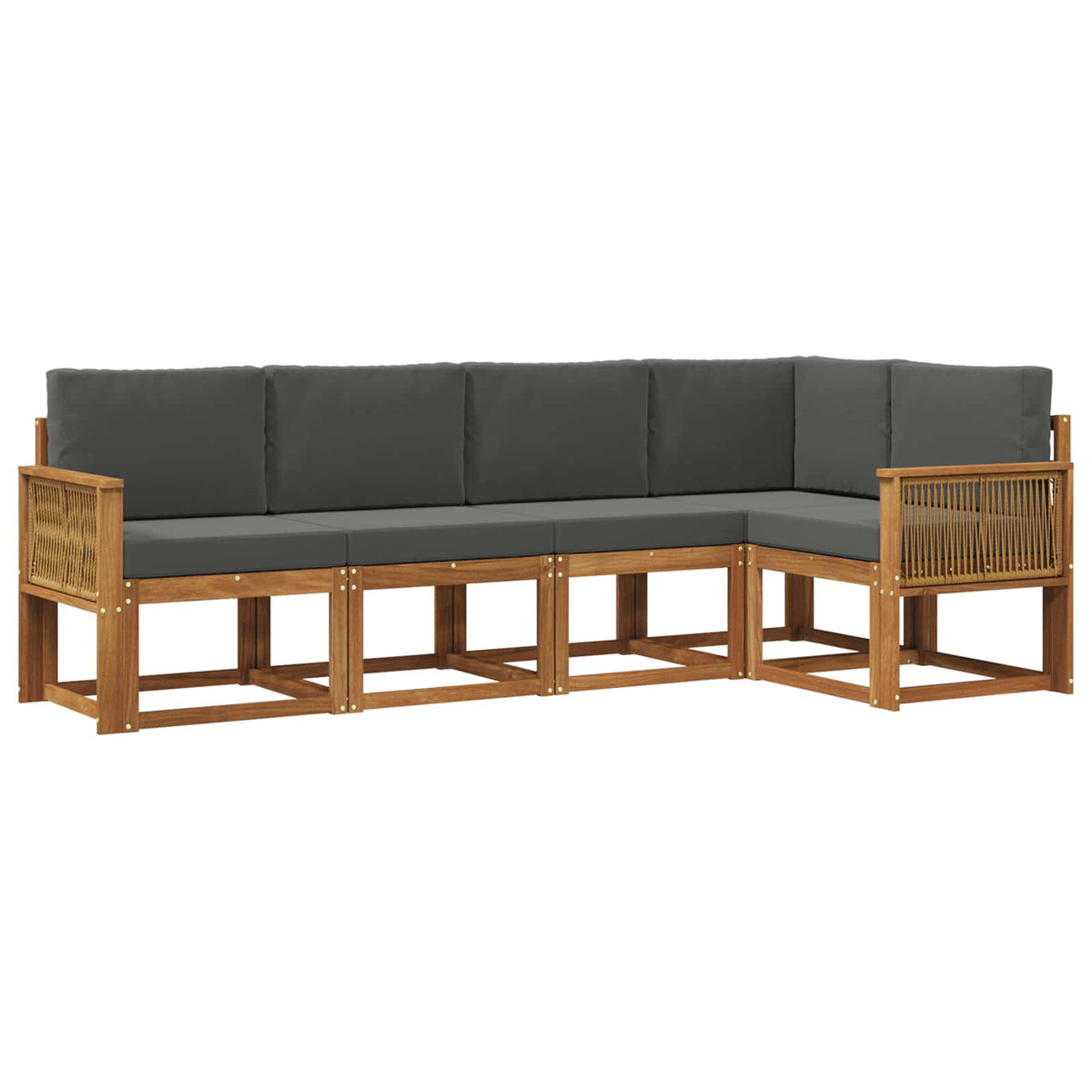 Outdoor-Sofagarnitur 5 stk. Natur und Anthrazit Polyester