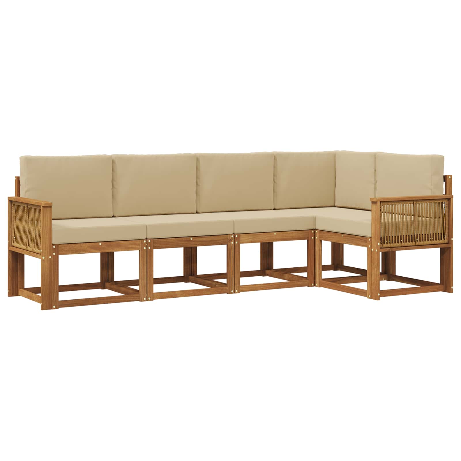 Outdoor-Sofagarnitur 5 pcs Natur und Beige Polyester