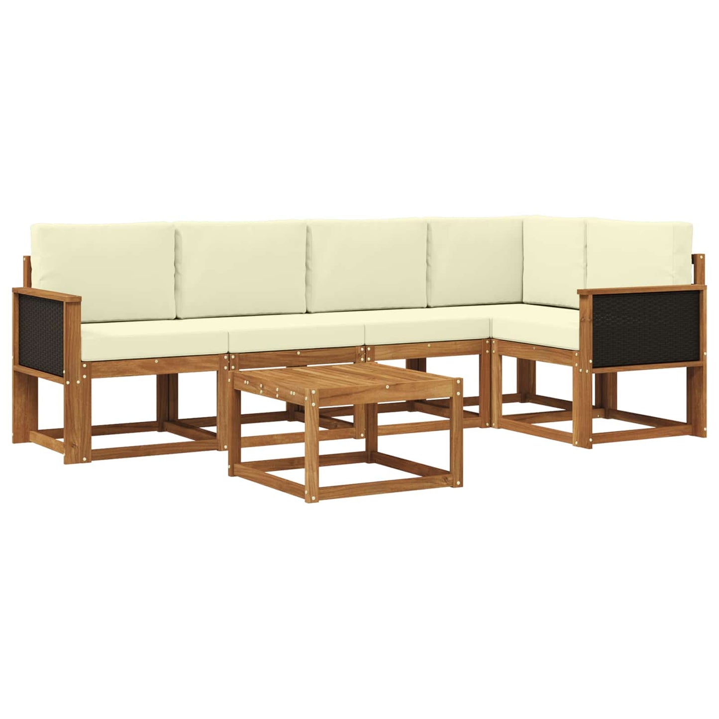 Outdoor-Sofagarnitur 6 pcs Natur und Creme Massivholz Akazie