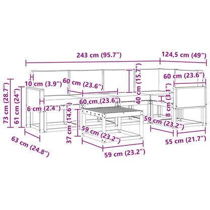 Outdoor-Sofagarnitur 6 stk. Natur und Creme Massivholz Akazie