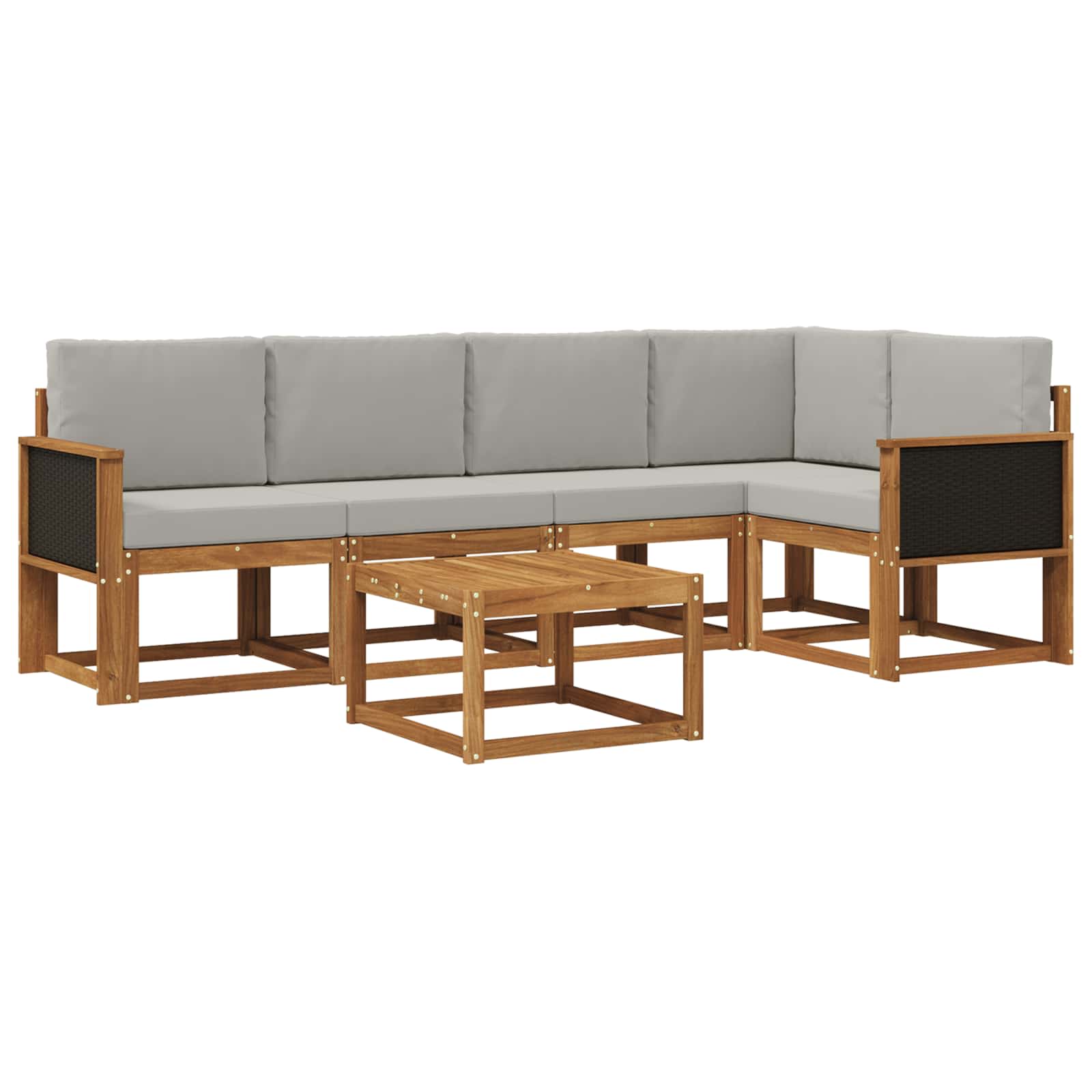 Outdoor-Sofagarnitur mit Kissen 6 pcs Natürlich und Hellgrau