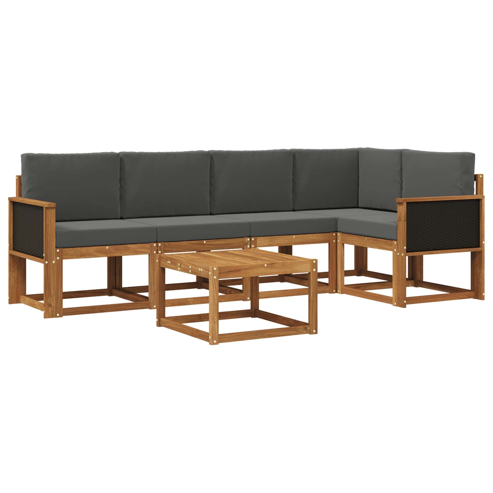 Outdoor-Sofagarnitur mit Kissen 6 pcs Natur und Anthrazit
