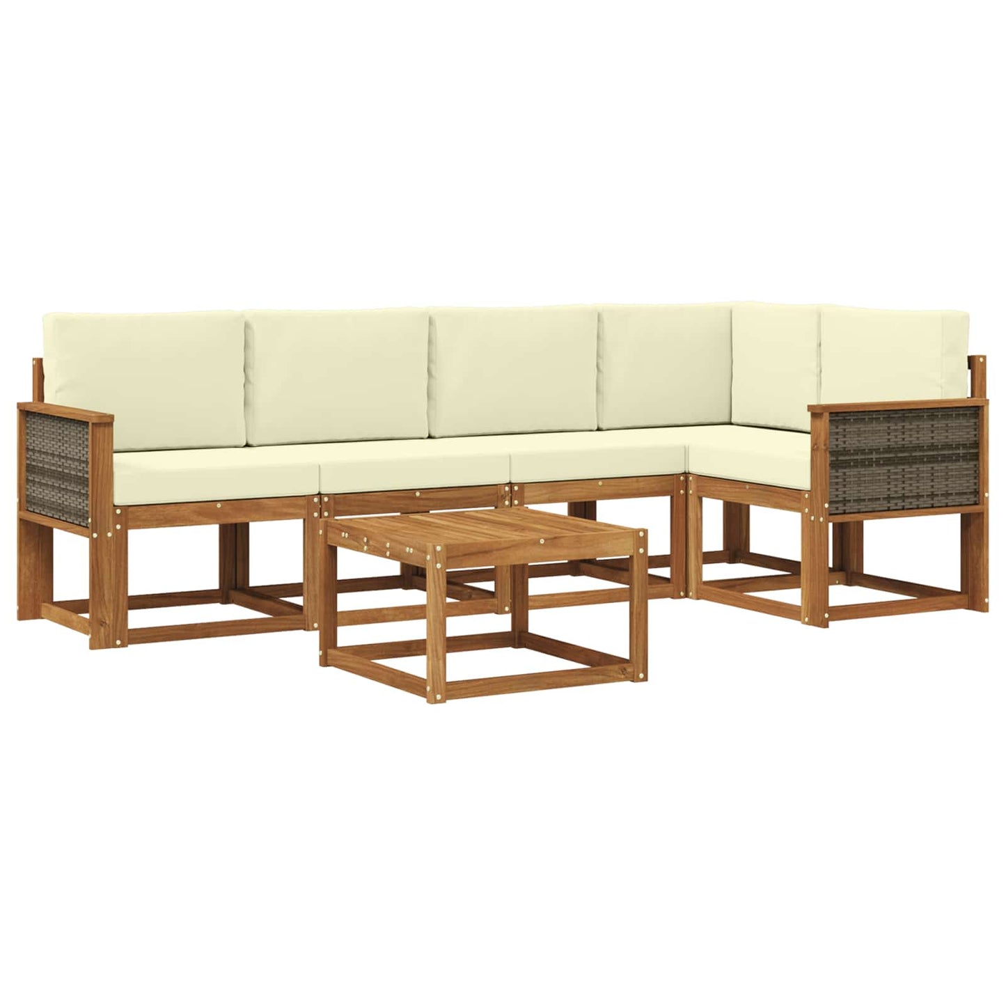 Outdoor-Sofagarnitur 6 pcs Natur und Creme Massivholz Akazie