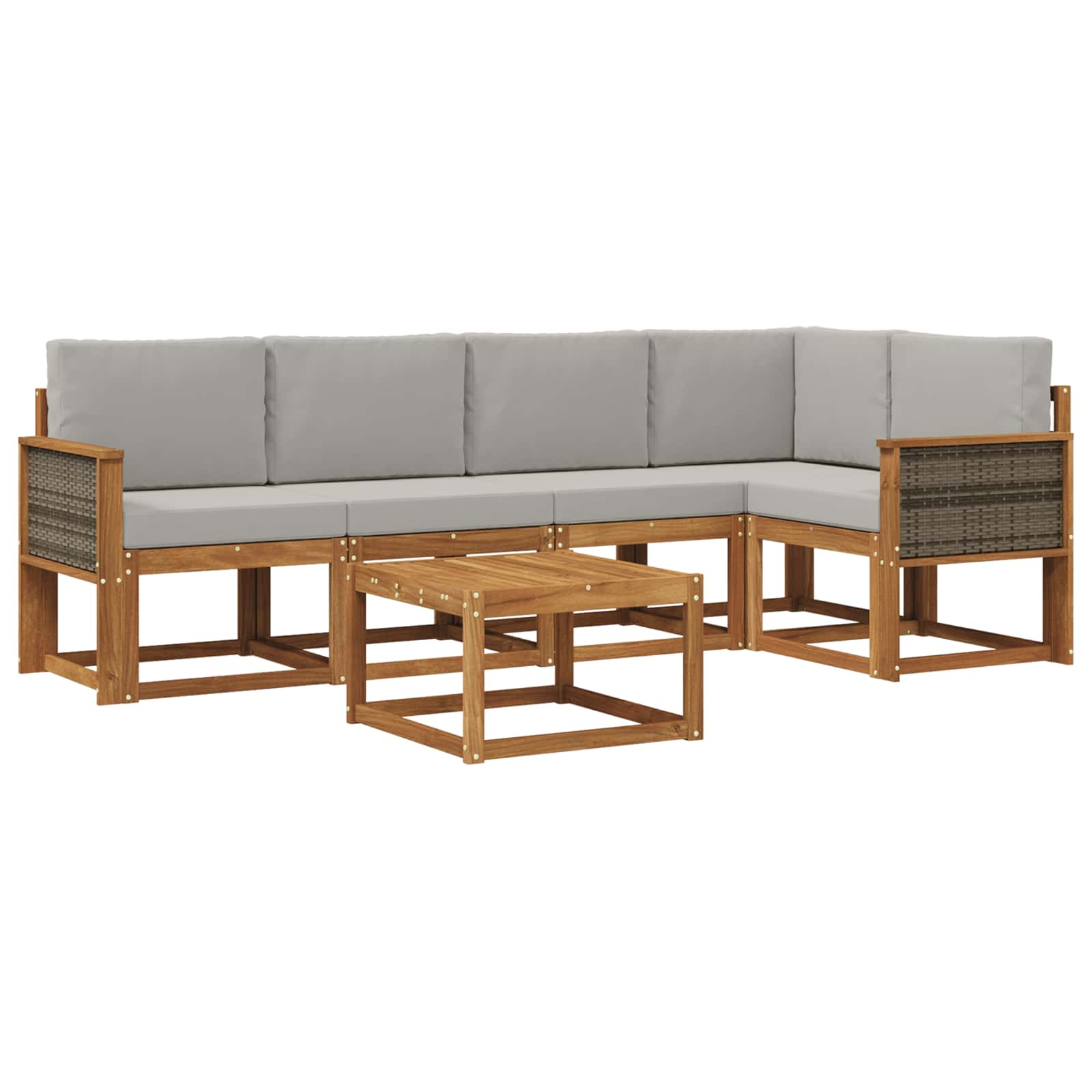 Outdoor-Sofagarnitur mit Kissen 6 pcs Natürlich und Hellgrau