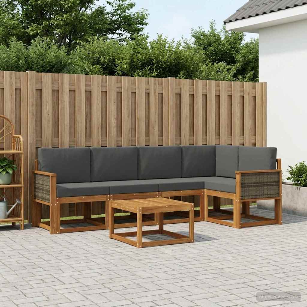 Outdoor-Sofagarnitur 6 stk. Natur und Anthrazit