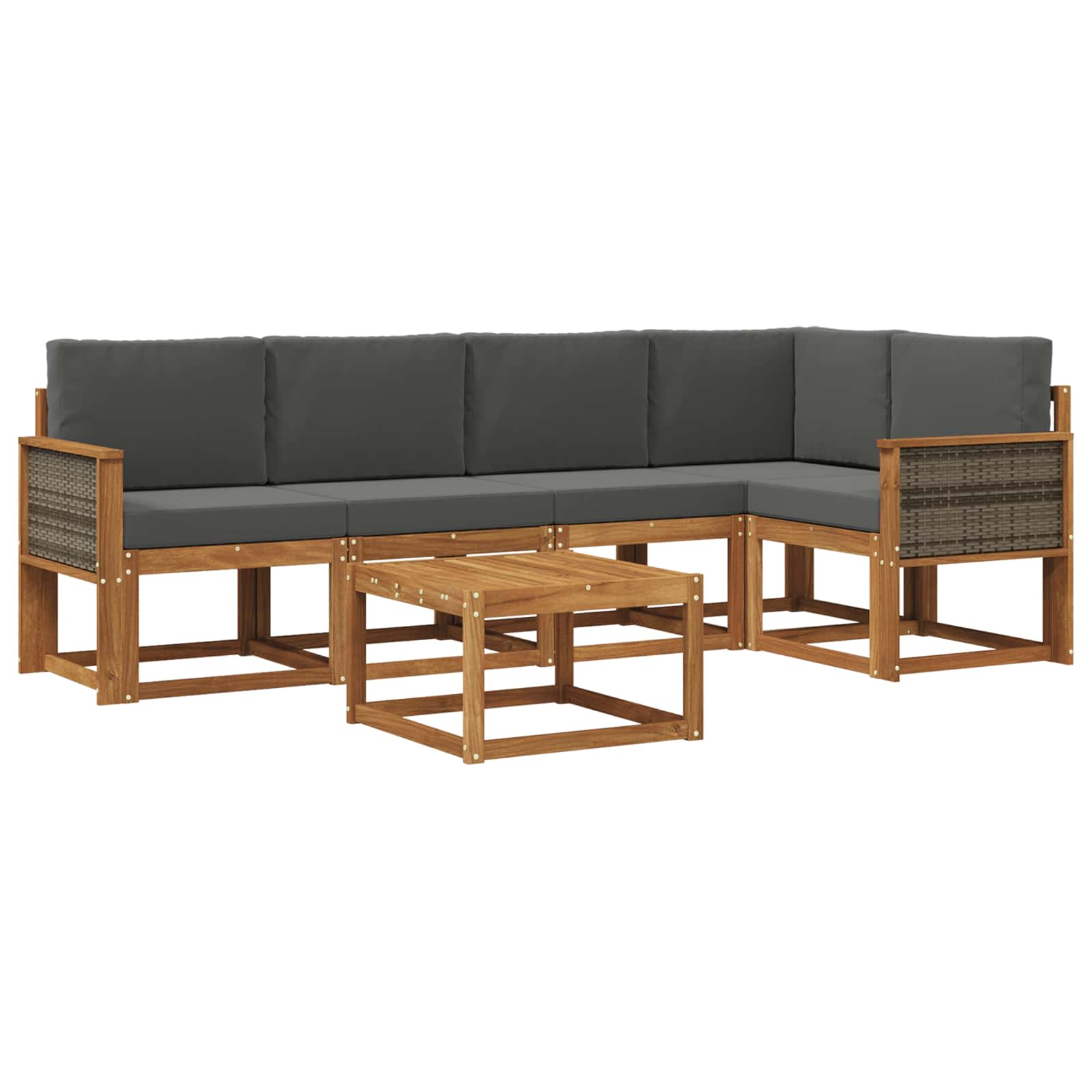 Outdoor-Sofagarnitur mit Kissen 6 pcs Natur und Anthrazit