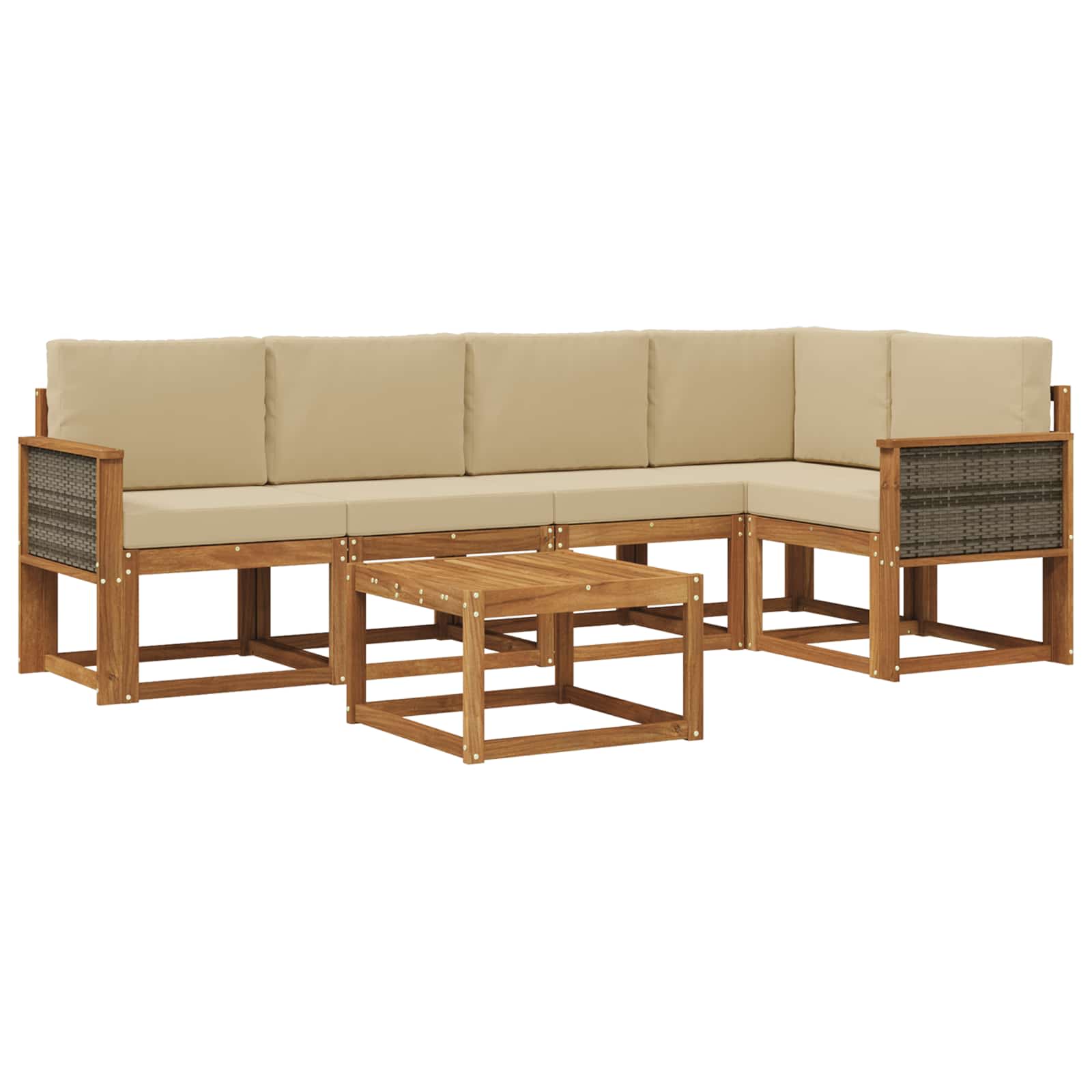 Outdoor-Sofagarnitur 6 pcs Natur und Beige Massivholz Akazie