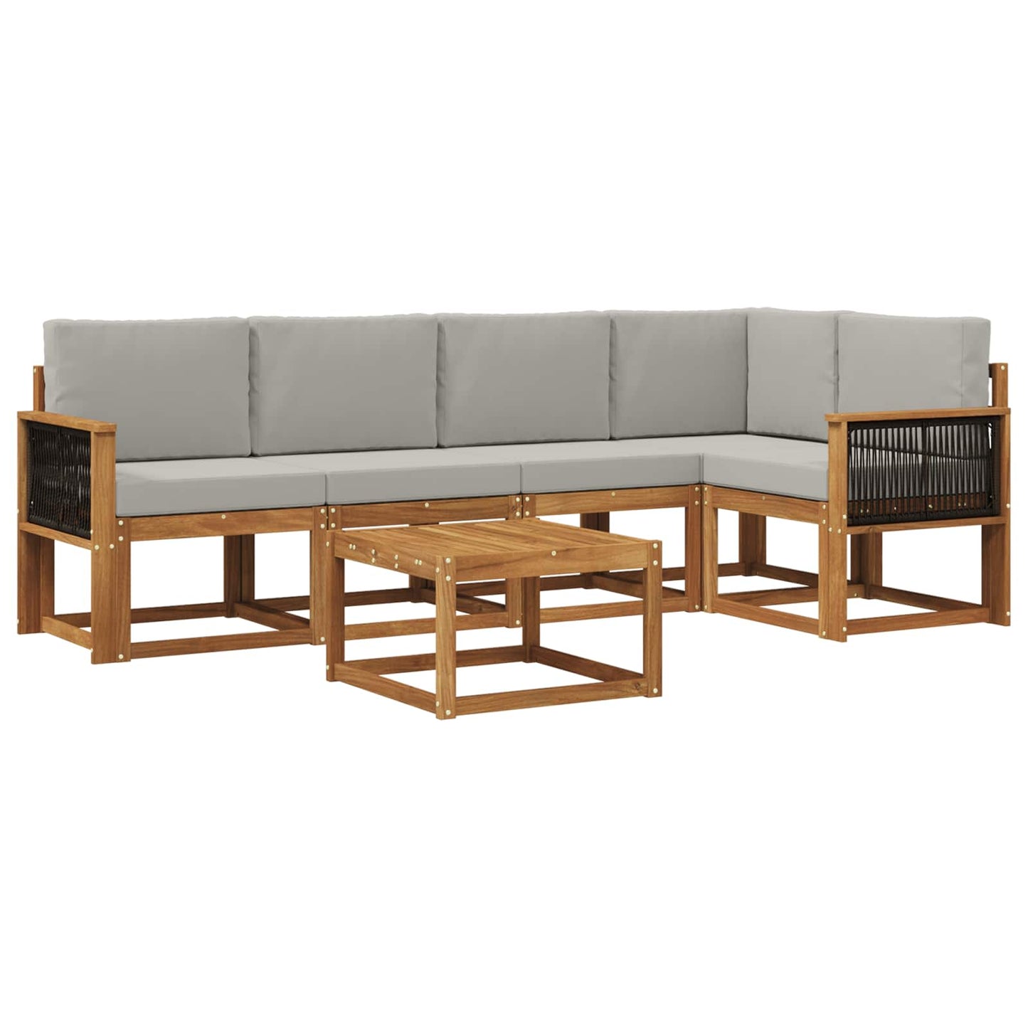 Outdoor-Sofagarnitur mit Kissen 6 pcs Natürlich und Hellgrau