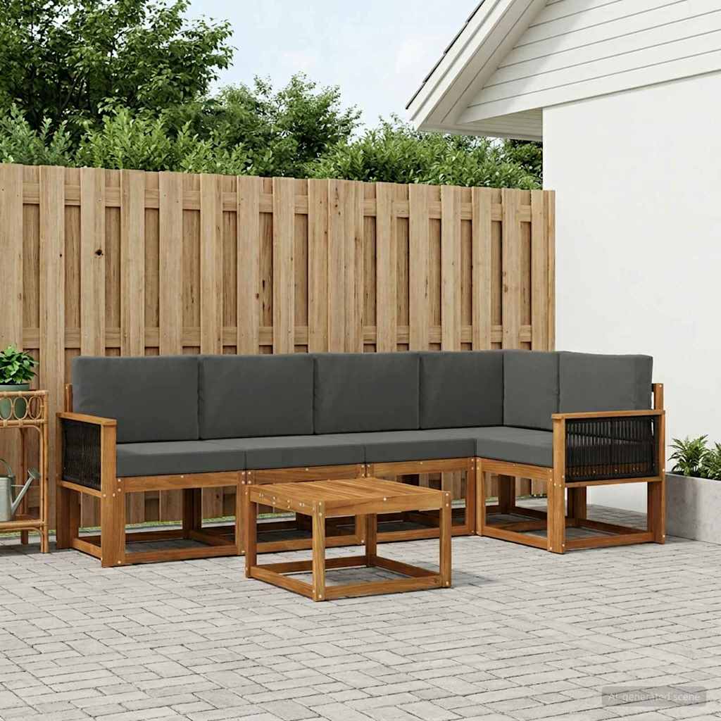 Outdoor-Sofagarnitur 6 stk. Natur und Anthrazit