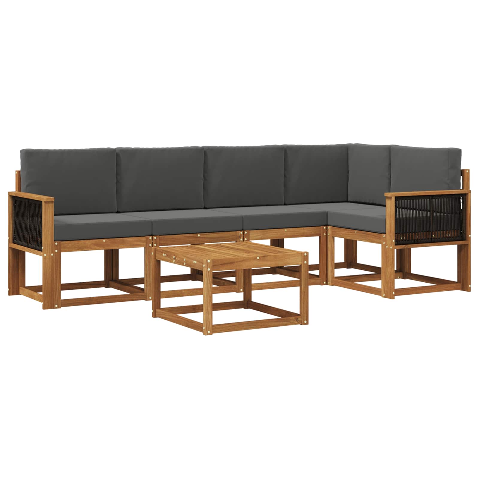 Outdoor-Sofagarnitur 6 stk. Natur und Anthrazit