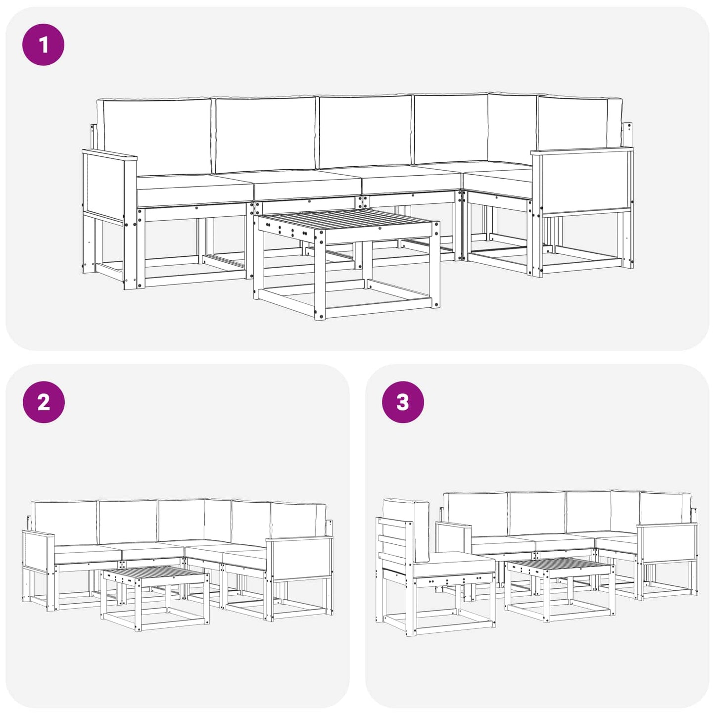 Outdoor-Sofagarnitur 6 stk. Natur und Anthrazit