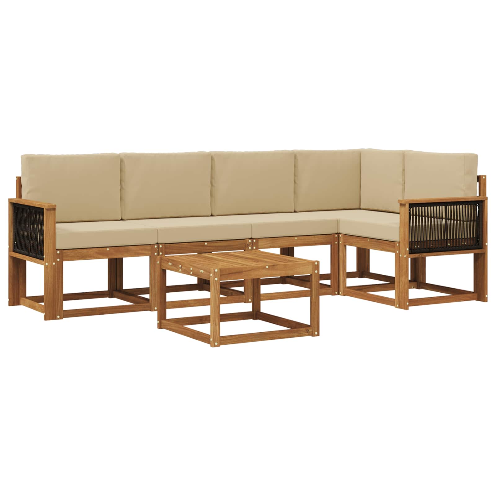 Outdoor-Sofagarnitur 6 pcs Natur und Beige Massivholz Akazie