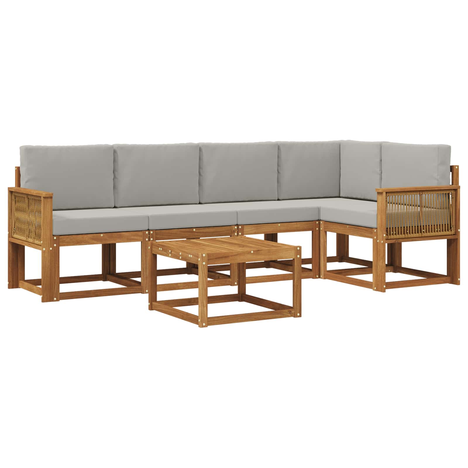 Outdoor-Sofagarnitur mit Kissen 6 pcs Natürlich und Hellgrau