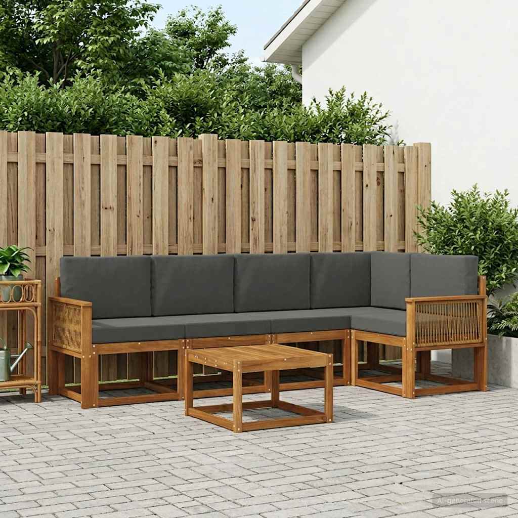 Outdoor-Sofagarnitur mit Kissen 6 pcs Natur und Anthrazit