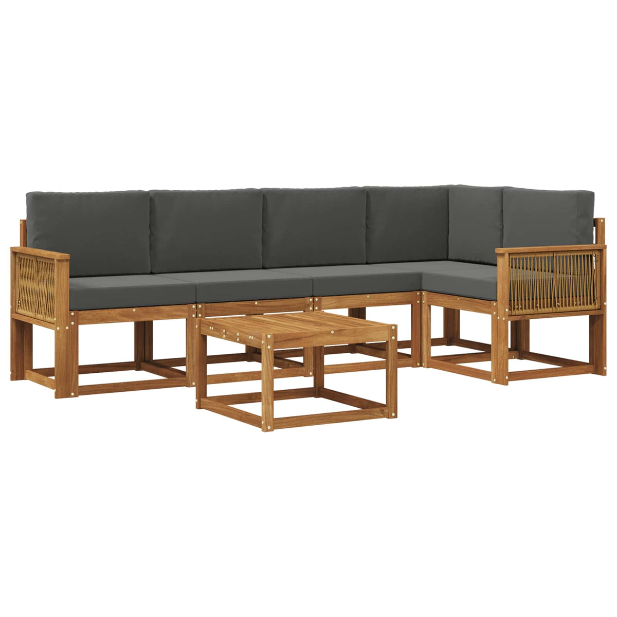 Outdoor-Sofagarnitur 6 stk. Natur und Anthrazit