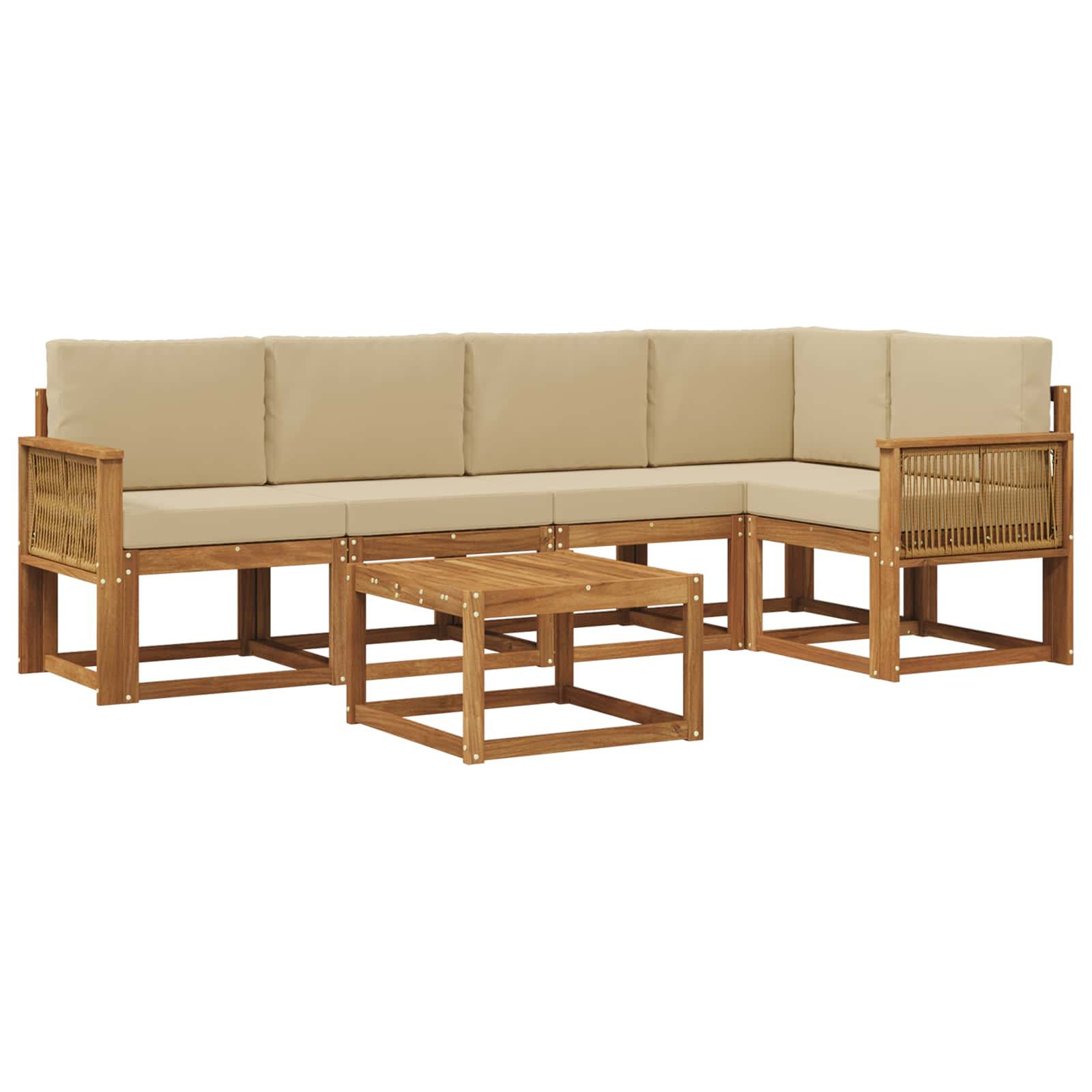 Outdoor-Sofagarnitur 6 pcs Natur und Beige Massivholz Akazie