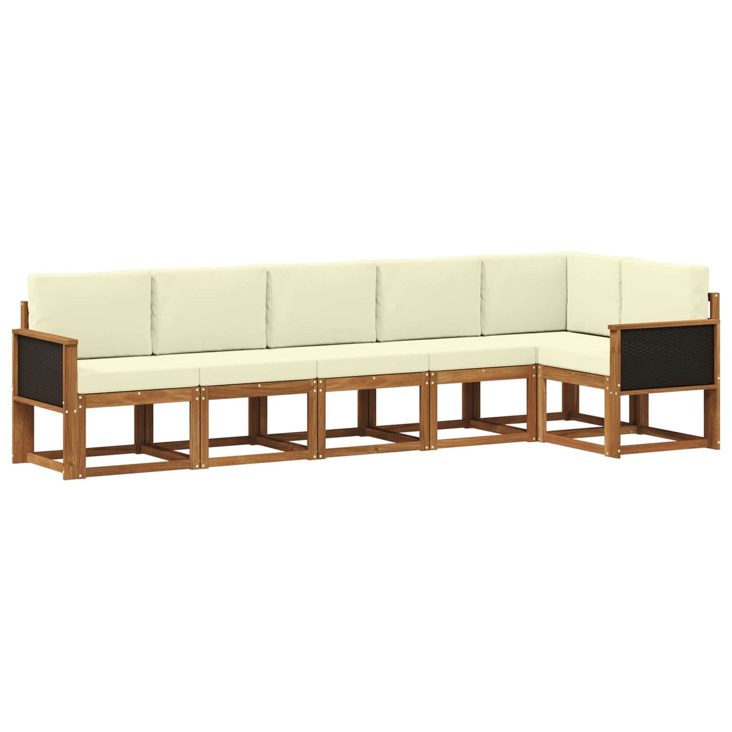 Outdoor-Sofagarnitur mit Kissen 6 pcs Natur und Creme Polyester