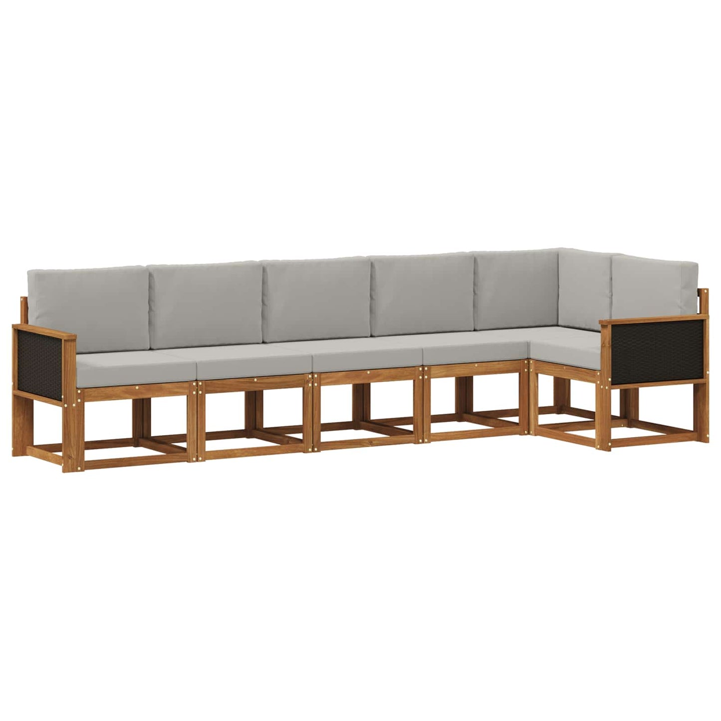 Outdoor-Sofagarnitur 6 pcs Natürlich und Hellgrau Polyester