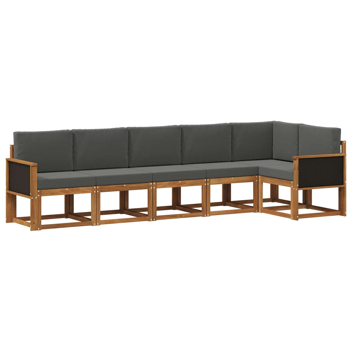 Outdoor-Sofagarnitur 6 stk. Natur und Anthrazit Polyester