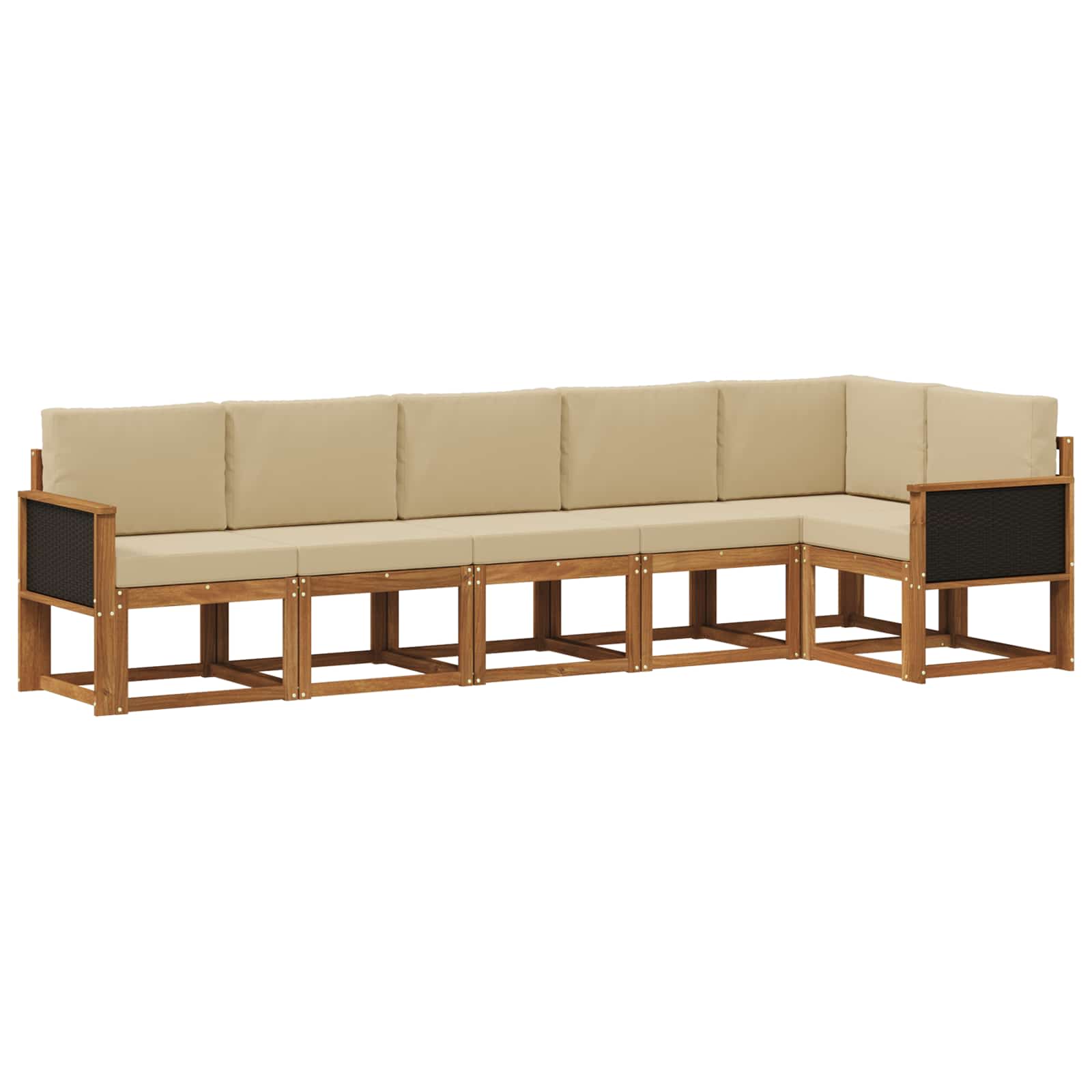 Outdoor-Sofagarnitur mit Kissen 6 pcs Natur und Beige Polyester
