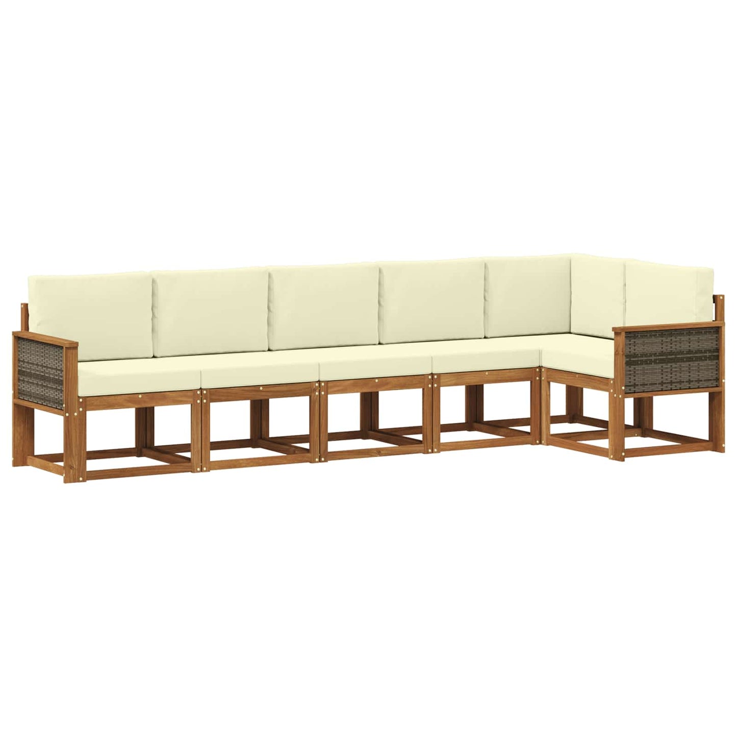 Outdoor-Sofagarnitur mit Kissen 6 pcs Natur und Creme Polyester