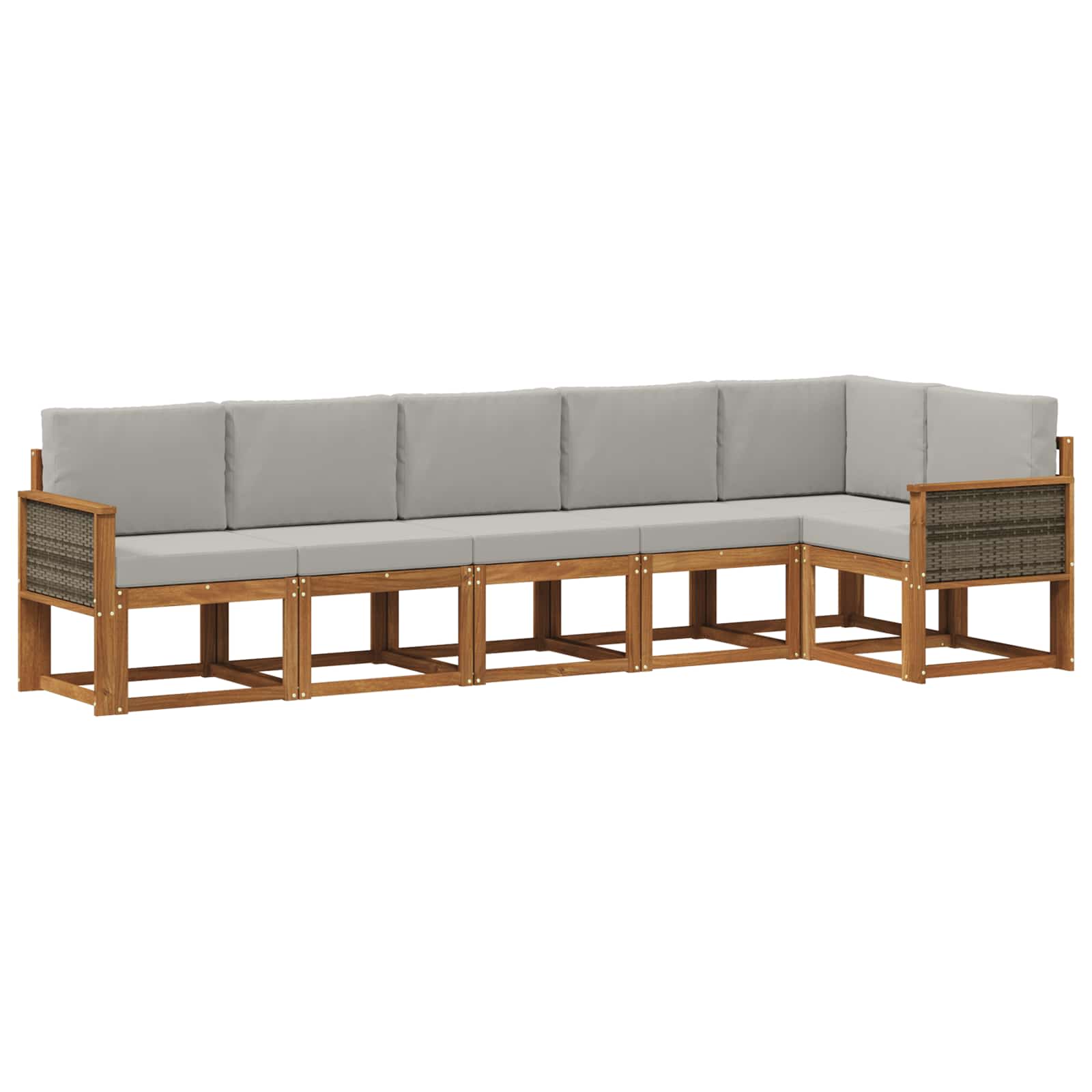 Outdoor-Sofagarnitur 6 pcs Natürlich und Hellgrau Polyester