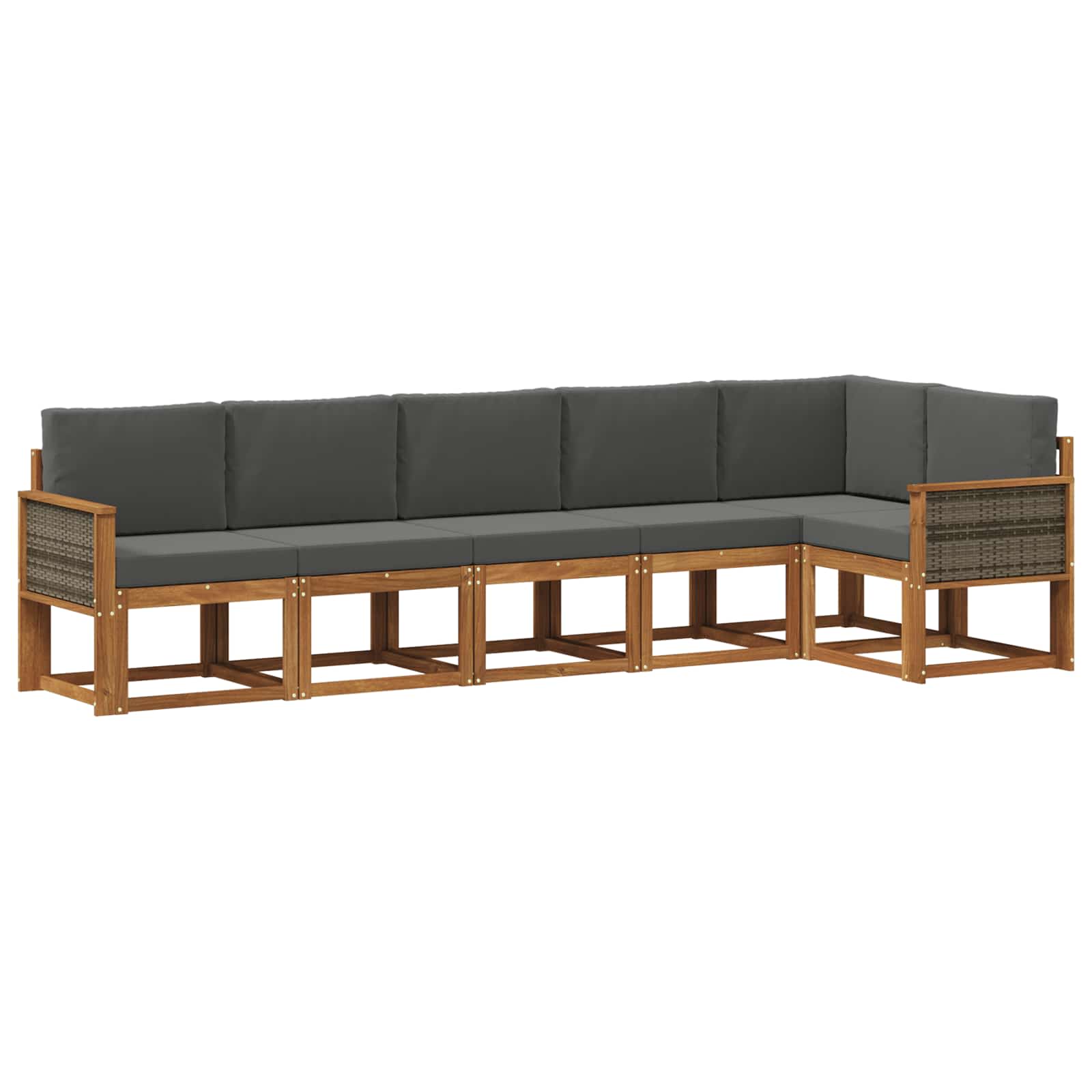 Outdoor-Sofagarnitur 6 pcs Natur und Anthrazit Polyester