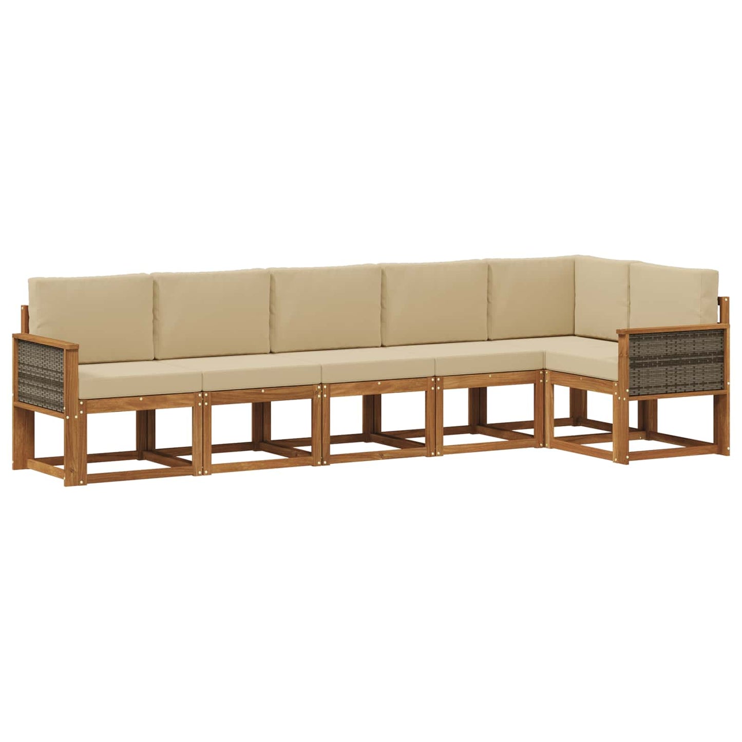 Outdoor-Sofagarnitur mit Kissen 6 pcs Natur und Beige Polyester